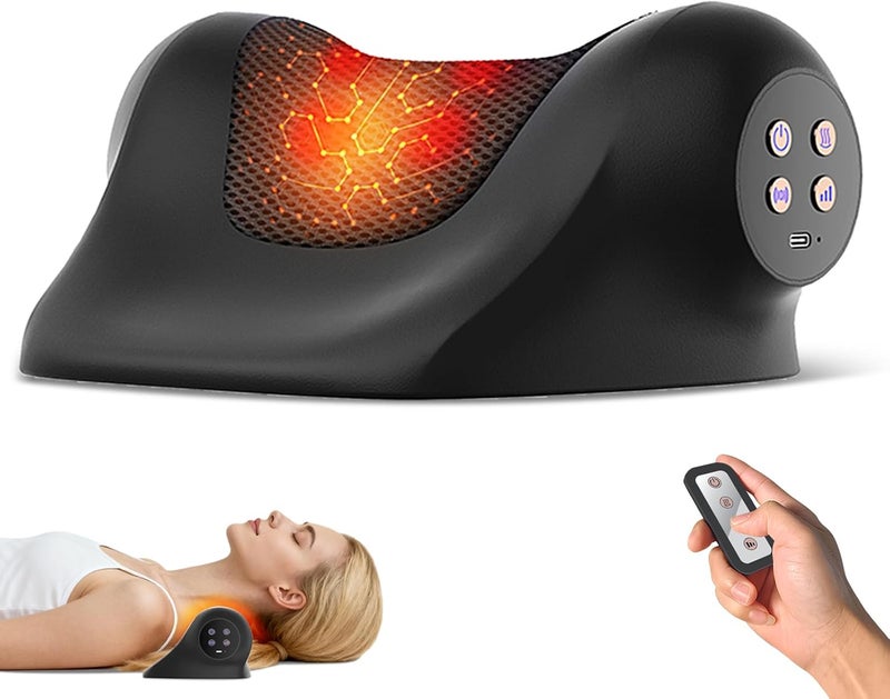 Ringo Ringco Neck Massager with Heat, Red Light & Vibration Adjustable, Heated Neck Stretcher with 3 Modes, Rechargeable Cervical Traction Device for Pain Relief & Muscle Relaxation, Christmas Gift (Black) - Image 1